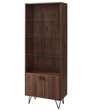 68" Mid Century Modern Storage Cabinet - Dark Walnut