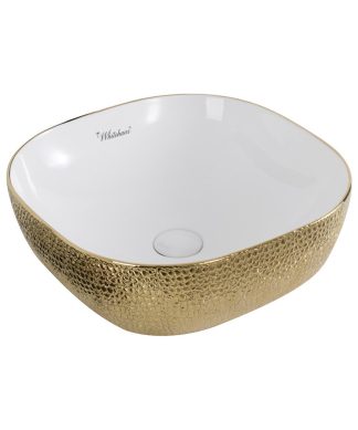 Whitehaus Isabella Plus Bathroom Sink With White And Gold Finish WH71301-F25