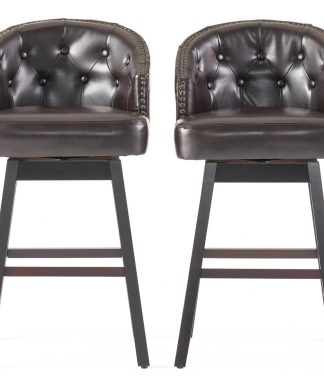 Westman Contemporary Tufted Swivel Barstools with Nailhead Trim, Set of 2