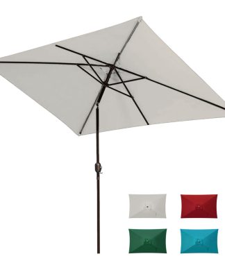 10' X 6.5' Outdoor Patio Umbrella With Push-Button Tilt Crank, Beige