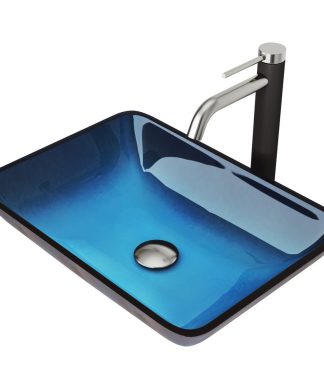 VIGO Sink in Turquoise Water and Faucet in Brushed Nickel