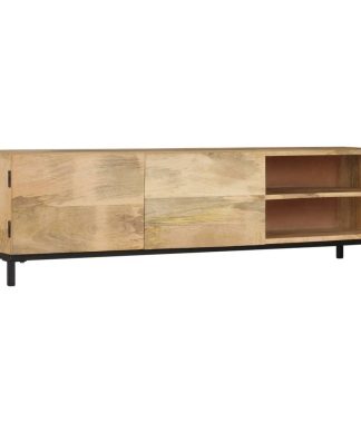 vidaXL Solid Mango Wood TV Cabinet 57.0"x11.8"x16.1" HiFi Media Stand Center