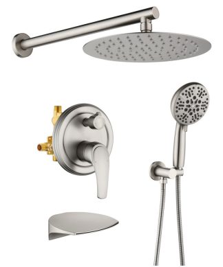 Wellfor Shower Set, 10" Ceiling Shower Head, Handheld Shower and Tub Spout