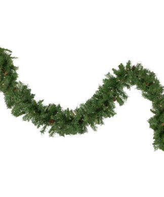 50'x12" Pre-Lit River Pine Artificial Christmas Garland Warm White LED Lights