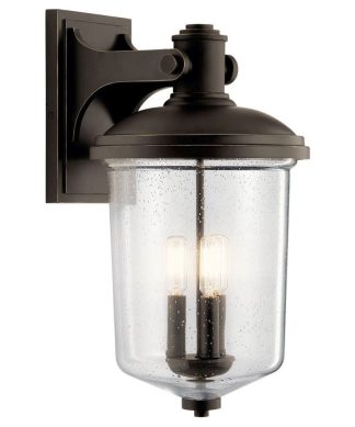 3 Light Outdoor Large Wall Mount In Lodge Style-19 Inches Tall and 10 Inches