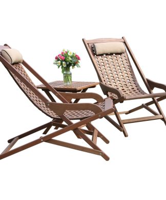 3-Piece Eucalyptus Folding Swing Lounger Set