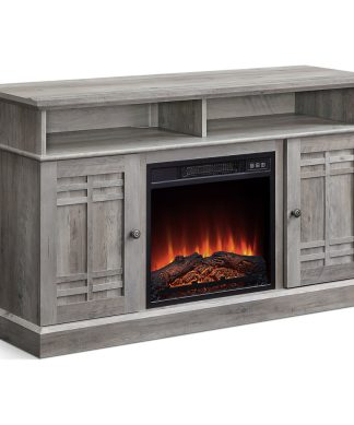 48" TV Stand Console With Fireplace, Grey Wash