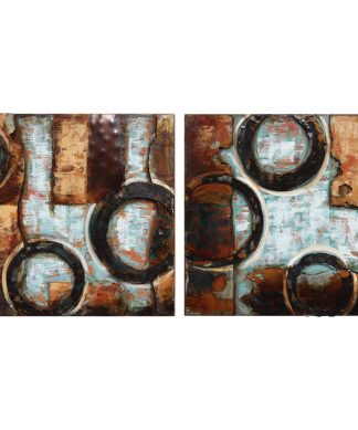 "Revolutions" Abstract Mixed Media Iron Hand Painted Dimensional Wall Art