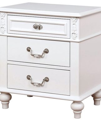 Wooden Dresser Nightstand with 3 Drawers, White