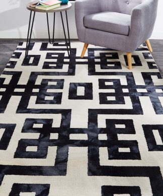 Weave & Wander Marengo Tufted Key Wool Rug, Black, 8'x11'