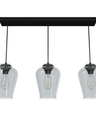 Vidria Matte Black 3 Light Linear Cluster Ceiling Light Fixture