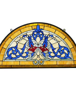 34.25"L x 18.5"H Half Round Tiffany Style stained glass window Glass panel