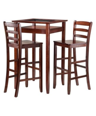Winsome Halo 3 Piece Glass Top Pub Set in Walnut