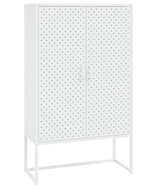 vidaXL Highboard White Steel Living Room Storage Side High Cabinet Furniture
