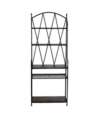 4D Concepts Rustic Slate Top Metal Baker's Rack, Black