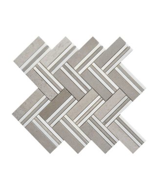 White Oak Mohegan Herringbone Polished Mosaic Tile, 12"x12" Sheets, Set of 10