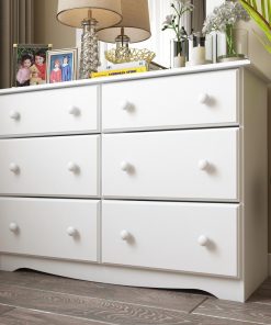 100% Solid Wood Double Dresser With 4 Super, 2 Standard Drawers, White