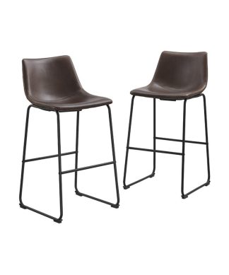 40" Faux Leather Bar Stool in Brown (Set of 2)