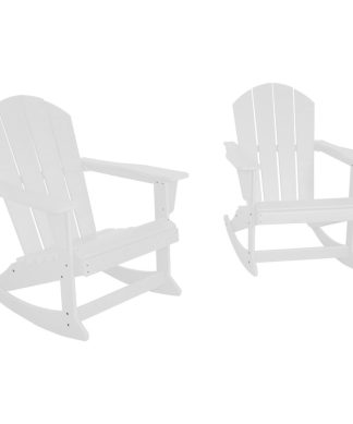 Westintrends 2 PCS Outdoor Patio Porch Rocking Adirondack Chairs Seat, White