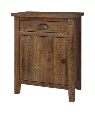 Xavier Rough Sawn Natural Wood Drawer Nightstand, Walnut