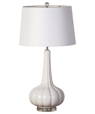 White Rippled Ceramic Table Lamp, Set of 2