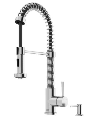 VIGO Edison Pull Down Kitchen Faucet With Soap Dispenser, Stainless Steel