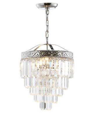 Wyatt 17" 2-Light Crystal Chandelier, Polished Nickel and Clear