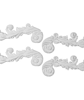17 1/2"Wx7"Hx1 1/8"P Edinburgh Scroll Onlay, 2 Lefts/2 Rights