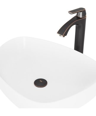 VIGO Peony Matte Stone Vessel Bathroom Sink With Linus Vessel Faucet
