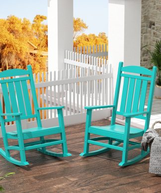 WestinTrends 2PCS Outdoor Patio HDPE Adirondack Rocking Chairs Weather Resistant