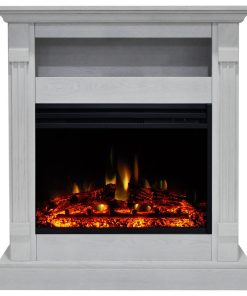 33.9x10.4x37 Sienna Fireplace Mantel with Deep & Enhanced Log Insert - Wh