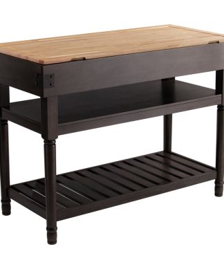 Winton Stationary Kitchen Island, Smoked Ash and Natural