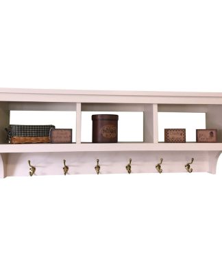 Wall Shelf Coat Rack 42" With 3-Cubbies for Storage