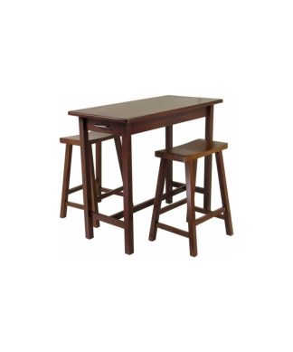 Winsome 3-Piece Kitchen Island Dining Set Antique Walnut
