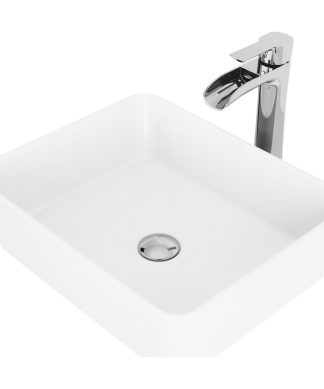 VIGO Sirena Matte Stone Vessel Sink and Niko Faucet Set