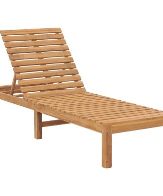 vidaXL Solid Teak Wood Sun Lounger Patio Garden Outdoor Lounge Bed Furniture