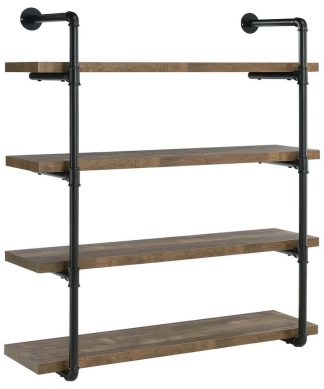 40" Wall Shelf, Black And Rustic Oak
