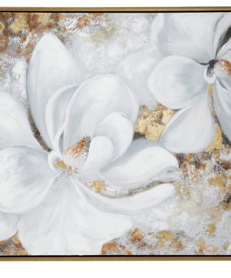 White Polystone Traditional Floral Framed Wall Art 40" x 2" x 40"