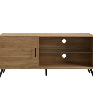 52" Mid Century Modern Wood TV Stand - English Oak