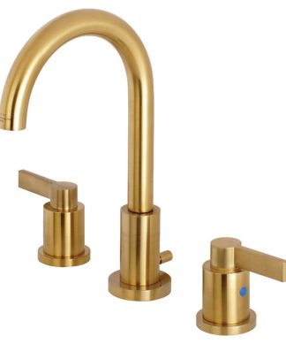 Widespread Bathroom Faucet, Brass Pop-Up, Brushed Brass