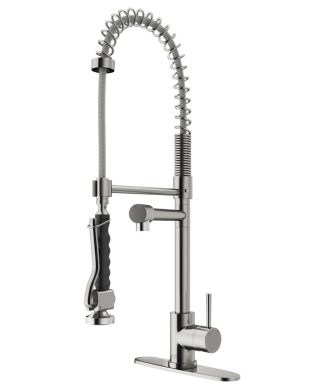 VIGO Zurich Pull-Down Kitchen Faucet With Deck Plate, Stainless Steel