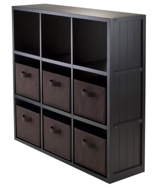 Winsome 7 Piece Wainscoting Panel Shelf Cube With 6 Chocolate Baskets