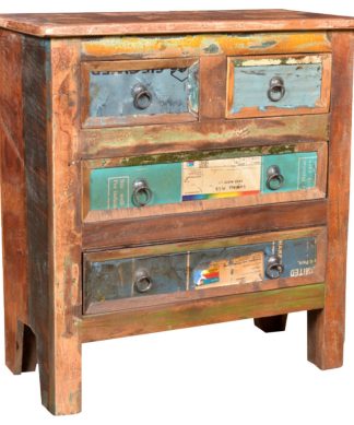 vidaXL Solid Reclaimed Wood Cabinet 4 Drawers Vintage Sideboard Storage Unit