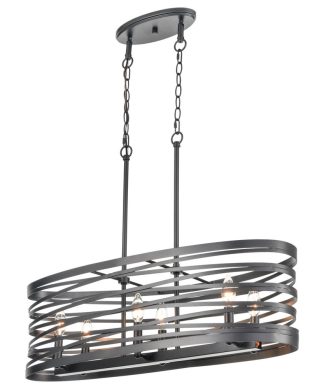 6 Light 12" Matte Black Chandelier
