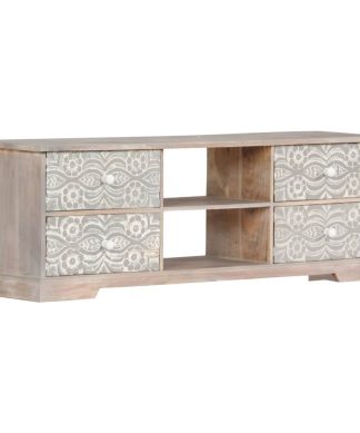 vidaXL Solid Acacia Wood TV Cabinet Sturdy 47.2" Shelf Storage Drawer Stand