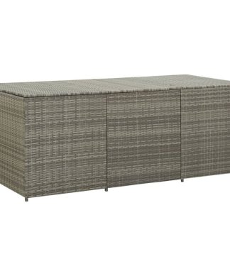 vidaXL Patio Storage Box Poly Rattan 70.9" Gray Seat Deck Organizer Stand