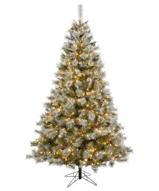 6.5' Prelit Homestead Pine Frosted Tree, EZ Connect Warm White LED Lights