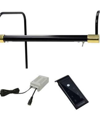 12" Tru-Slim Picture Light, Black/Brass With Plug-in and Remote