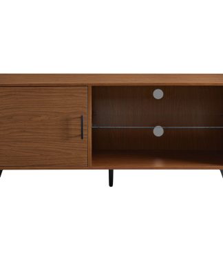52" TV Stand With Black Legs, Pecan