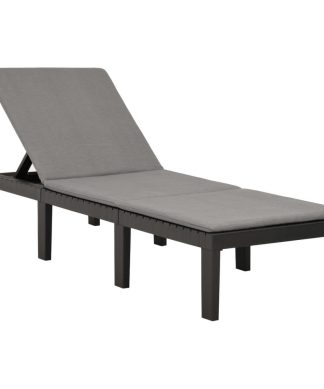 vidaXL Sun Lounger with Cushion Plastic Anthracite Garden Sunbed Furniture